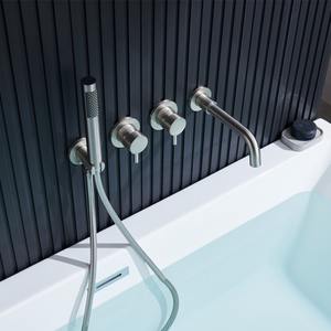 Mélangeur d'eau de baignoire cascade <span class=keywords><strong>noir</strong></span> <span class=keywords><strong>mat</strong></span> design d'usine <span class=keywords><strong>robinet</strong></span> de baignoire mural dissimulé <span class=keywords><strong>avec</strong></span> <span class=keywords><strong>douchette</strong></span> - Product Image 3