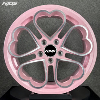 Velg Aluminium Alloy NJQS Laris Manis Custom 5 Lubang Bentuk Hati Pink Ukuran 19/20/21/22/23 Inch untuk BMW Audi Forged Wheels
