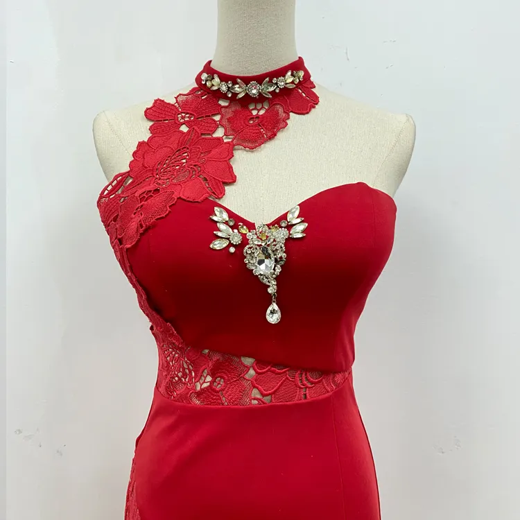 ファッションイブニングドレス2022エレガントなカスタマイズされた女性赤セクシーなフォーマルビーズイブニングドレスpronshortイブニングドレス
