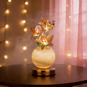 Lampe de nuit décorative à fleurs artificielles avec charge USB pour la chambre à coucher et le salon, décoration de la maison - Product Image 5