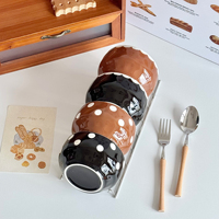 Bol vintage fait main à pois Lelyi. Bol à manger créatif pour la maison, petit bol en céramique, dessin animé