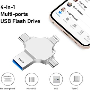 แฟลชไดรฟ์ USB OTG แบบกำหนดเอง OEM 4 in 1 ความจุ 8GB 16GB 32GB <span class=keywords><strong>64GB</strong></span> 128GB USB 3.0 เมมโมรี่สติ๊ก สำหรับ <span class=keywords><strong>Iphone</strong></span> Android Windows - Product Image 3