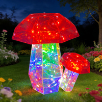 Lumière LED en forme de champignon de 20 cm en PET, irisée, alimentée par USB, décoration artificielle, ornement lumineux fait main pour jardin et maison