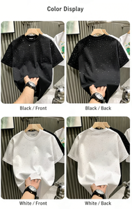 T-shirt da uomo a maniche corte con strass termoadesivi effetto cielo stellato, nuovo top estivo versatile e di tendenza, vestibilità slim - Product Image 5