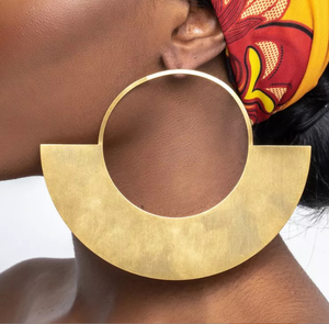 Thêm lớn 18K mạ vàng của phụ nữ thời trang thả Bông tai Phi hip hop Punk phong cách với thiết kế hình học lớn - Product Image 1