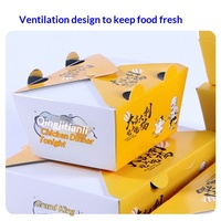 Caja para llevar de pollo frito estilo coreano, engrosada, desechable, de cartón blanco con papel de aluminio, a prueba de aceite e impermeable, para aperitivos.