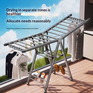 Stendibiancheria in Metallo Multifunzione, Stendino da Terra per Lavanderia, Supporto per Asciugatura Conveniente, Stendino da Balcone - Product Image 3