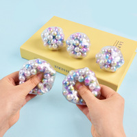 Syh1766 Jouet créatif Balle anti-stress à presser à la main, remplie de perles, Balle de fidget avec perles sous vide