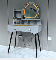Coiffeuse simple et moderne avec éclairage LED et plateau en pierre pour petites maisons