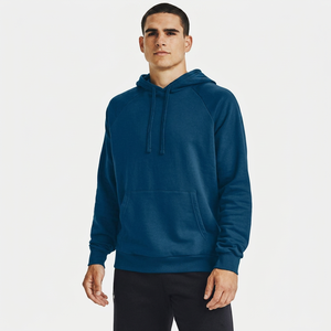 Nouveau sweat à capuche demi-zip en velours uni pour homme, 100 % coton, coupe oversize, respirant et écologique - Product Image 1