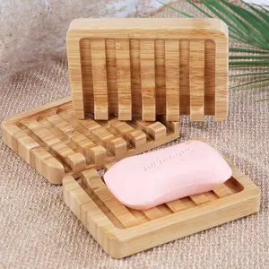 Factory Wholesale Natural Bamboo Grain Hotel Bathroom Soap Dish Box