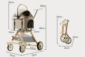 Poussette pliable ultra légère pour petits/chiens moyens et chats avec <span class=keywords><strong>4</strong></span> roues, roulement fluide et maille respirante - Product Image 2