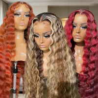 Wig Rambut Asli Brasil HD Lace Full Virgin, Model Body Wave Curly dengan Lace Transparan untuk Wanita Kulit Hitam