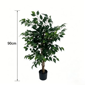 Plantas Artificiales de Ficus Pandurata de Plástico Verde - Ecológicas y de Alta Simulación para Uso en Interiores/Exteriores, Navidad, Año Nuevo - Product Image 2