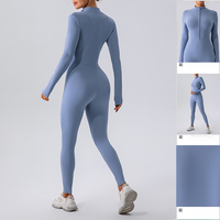 Combinaison moulante à manches longues pour femme Y03, légère, avec fermeture éclair, une pièce, ensembles de fitness pour la salle de sport, vêtements de sport hautement élastiques, combinaison de yoga, barboteuse