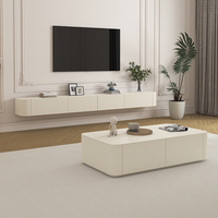 Meuble TV en bois massif de haute qualité Meuble TV moderne à lumière LED Unité de table basse pour meubles de salon à la maison