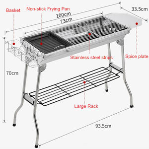 Griglia per <span class=keywords><strong>Barbecue</strong></span> in acciaio inossidabile con Set completo all'aperto griglia per <span class=keywords><strong>Barbecue</strong></span> a carbone <span class=keywords><strong>pieghevole</strong></span> portatile per Picnic in campeggio festa di attività in famiglia - Product Image 2