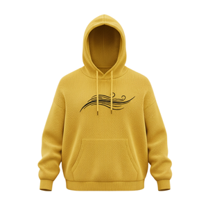 Bulk OEM Winter Yellow Embroidered Knitted Hoodie Unisex Drawstring Kangaroo <b>Pocket</b> Bangladesh Factory Private Label - Product Image 1