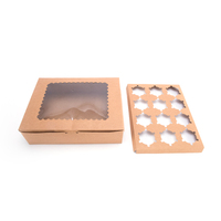 Boîtes à cupcakes en carton recyclé avec fenêtre, personnalisables, pour 6/12 cupcakes, emballage de boulangerie