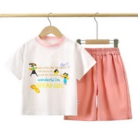 Ensemble Coton Manches Courtes Fille Prix de Gros – T-shirt et Short Élégant et Ample pour Bébé Fille – Tenue d'Été Vêtements Enfants