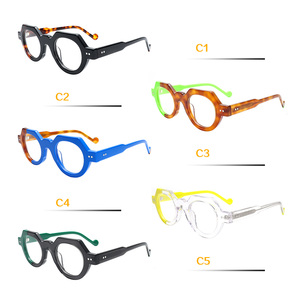 2025新着レトロリベットアセテート光学メガネビンテージアセテート眼鏡男女兼用 - Product Image 5