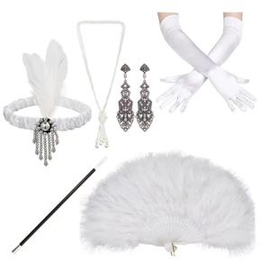 Accessoires pour cheveux, collier, gants et <span class=keywords><strong>porte</strong></span>-<span class=keywords><strong>cigarette</strong></span> pour femmes européennes et américaines, style Gatsby des années 1920 avec plumes - Product Image 1