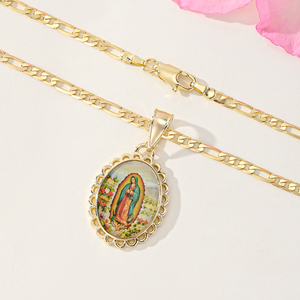 Collana con Ciondolo a Forma di Figura Religiosa, Gioielli Cristiani Placcati in Oro - Product Image 3