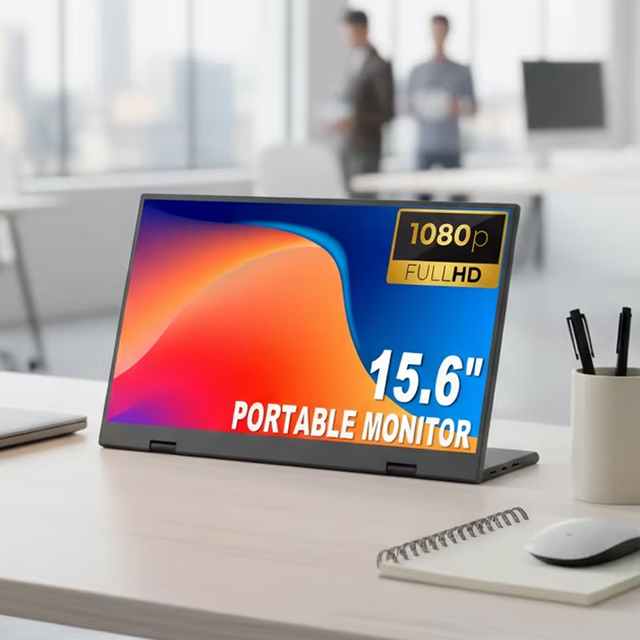 SIBOLAN 1080P FHD Portable IPS LCD Monitor 15.6 Inch Double Screen Laptop Extender USB Interface Business Series LED Backlit