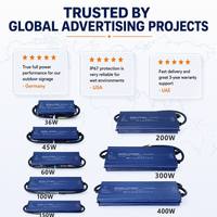 Iluminación LED para Exteriores de 60 Vatios, Fuente de Alimentación de 12V CC, 110v 127v 220v 277v para Letreros LED, con Certificación UL