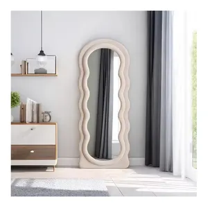 Moderno Simples Home Decor grande Irregular miroir Comprimento Total Body Floor Tecido Ondulado Espelho para sala de estar spiegel