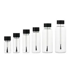 Fabrik 5ml 10ml 20ml Leere Nagel farb flasche Transparente Nagellack-Plastik flasche mit schwarzem Deckel und weichem Pinsel