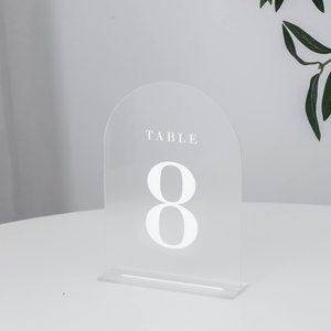 Soporte de número de mesa de acrílico esmerilado <span class=keywords><strong>Mini</strong></span> carteles de <span class=keywords><strong>pizarra</strong></span> de mesa para comida bodas fiestas de cumpleaños Buffets estante de exhibición - Product Image 2
