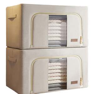 Organisateur de rangement pliable grande capacité en tissu pour vêtements, couettes, couvertures et armoire - Product Image 1