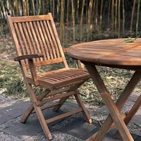 Vente chaude Échantillon gratuit Resort Imperméable Cour Balcon Dîner Pliant Parc Extérieur Jardin Patio Bois Salle à manger Chaise