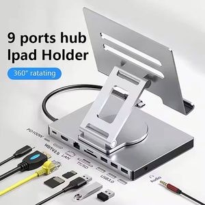 Aluminum Alloy Type-C Bracket Docking Station for Tablet Notebook <b>USB</b> 3.0 Adapter HDMI2.0 Gigabit Port USBHub Docking Stock - Product Image 2