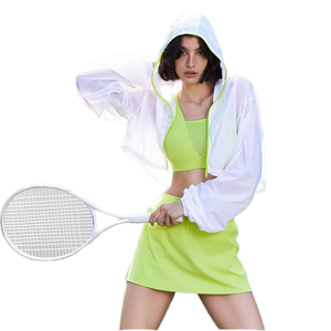 Veste de sport à capuche pour femme grande taille, manches longues, anti-UV, avec fermeture éclair, pour yoga et course à pied, collection automne - Product Image 1