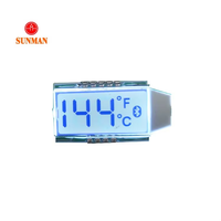 Modul LCD STN 7-Segmen 2-Digit SML0268 3.3V Transflektif Positif dengan Lampu Latar Putih untuk Termometer