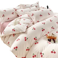 4 pièces 100% polyester microfibre imprimé housse de couette drap de lit doux tissu microfibre drap de lit ensemble de literie