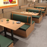 Ensemble table et chaises de restaurant 4 places en bois massif moderne, personnalisable gratuitement, durable, écologique, facile à nettoyer, avec structure métallique, usage commercial
