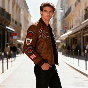 Fabrikanten Voor Douane Kleding Pu Windjack Race Jas Crop Brievenman Jas Mannen Custom Logo Bomber Leren Jas - Product Image 3