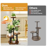 Supports de plantes hautes en bois et métal de style antique Support d'étagère à fleurs à plusieurs niveaux pour le salon et la chambre à coucher.
