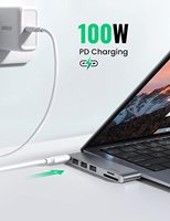Adaptador USB C UGREEN para MacBook Thunderbolt 3 Hub con 3 USB 3.0, 100W USB C Power Delivery, Lector de Tarjetas Micro SD y SD