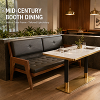 Banc de style moderne avec coussins capitonnés et structure en bois pour restaurant, banquette double pour café et hôtel
