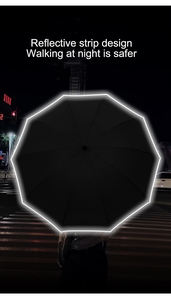 Poignée transparente mécanique haut de gamme entièrement <span class=keywords><strong>automatique</strong></span> ouverte <span class=keywords><strong>fermeture</strong></span> segmentaire <span class=keywords><strong>fermeture</strong></span> sûre bande réfléchissante parapluies de pluie inversés - Product Image 4