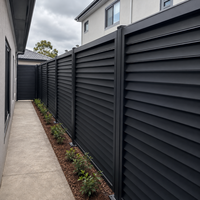 Clôture de jardin et balcon moderne en aluminium noir à lattes horizontales, style australien, pour l'intimité, écologique, résistante aux UV et durable