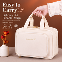 Sac cosmétique en PU personnalisable grande capacité, résistant à l'eau, avec fermeture éclair, organiseur de maquillage, trousse de toilette portable pour voyage
