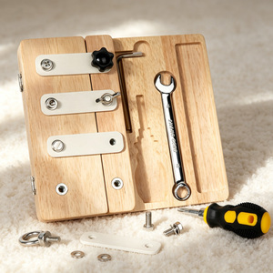 Jeu de tournevis en bois pour enfants, outils d'activités, motricité fine, apprentissage préscolaire, <span class=keywords><strong>jouet</strong></span> sensoriel, ensemble de planches à tournevis Montessori - Product Image 5