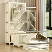 Armoire de rangement pliable et détachable multifonctionnelle réglable en PP+HIPS sans installation, durable, pour vêtements, salon