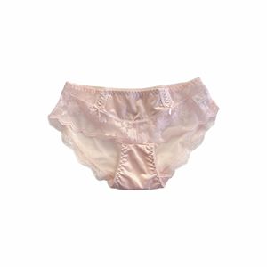 Braguitas de bikini de encaje satinado fino con estampado floral, sexys y de talle bajo para mujer, con lazos cruzados. - Product Image 5