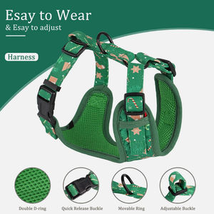 Arnés de Lujo para Perro con Diseño Navideño, Acolchado y Resistente, Conjunto de Chaleco con <span class=keywords><strong>Collar</strong></span> y Correa Personalizados para Perros Grandes y Pequeños, a la Moda - Product Image 3